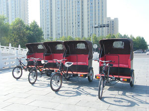 Carrozza Tradizionale Cinese a 2 Ruote per Passeggeri, Triciclo Trainato a Mano, Risciò - Product Image 4