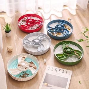 Gamelle anti-glouton rotative pour chien, assiette de distribution lente, puzzle alimentaire, pour aliments secs, humides et crus, trois compartiments, en plastique étanche et écologique - Product Image 4