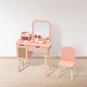 लकड़ी की वैनिटी टेबल बच्चों के लिए ड्रेसिंग टेबल लड़कियों की सुंदरता राजकुमारी फैशन मेकअप सेट - Product Image 5