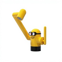 Keran Wastafel Keramik Tembaga Penuh Bergaya Dopamin Bertema Minion, Tuas Tunggal, Air Panas dan Dingin, Model Lengan Robot untuk Kamar Mandi