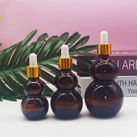 Vente en gros de flacons compte-gouttes en verre ambré pour sérum cosmétique et huile essentielle, forme de gourde, vides, uniques, 10 ml, 20 ml, 30 ml, 50 ml, 100 ml
