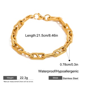 Bracelet chaîne à maillons épais unisexe en acier inoxydable plaqué or anti-ternissement, fait main, tendance, vente en gros de bijoux personnalisés, cadeau - Product Image 6
