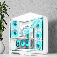 OEM Boîtier de jeu d'ordinateur tour moyenne en verre trempé à trois côtés Vente en gros Carte graphique verticale Boîtier blanc Para Gamer PC