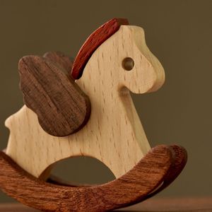 Wooden Rocking Horse Ornament <b>Rustic</b> Design Home Decoration Gift For Living Room Birthday Souvenir Single Piece - Product Image 3