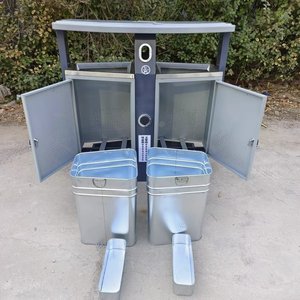 Contenedor de basura para exteriores Zhongming Environmental Sanitation de 102x40x100 mm, contenedor de reciclaje de acero galvanizado para parques, plazas y calles - Product Image 3