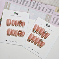 French Tip Nails-Long Press on Nails 10 Pcs Rose Carré En Plastique Faux Ongles Ensemble Pas Besoin De Fichier Cadeau À La Mode