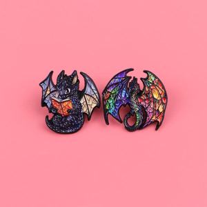 Pin de Aleación de Zinc con Diseño de Dragón de Fantasía, Estilo Vidrio Esmaltado con Tinte UV, Broche Metálico Colorido de Criatura Mítica, Insignia Decorativa para Ropa - Product Image 1