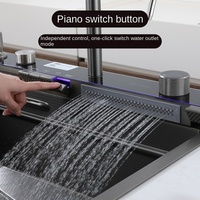 Ensemble Évier de Cuisine 6845 7545cm de Haute Qualité, Robinet de Cuisine Intelligent Moderne Multifonction Cascade avec Sortie d'Eau Cascade