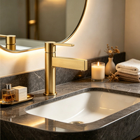 Robinet de lavabo en acier inoxydable noir mat, mitigeur monocommande pour lavabo, robinet de salle de bain à poser sur comptoir pour vanité et hôtel