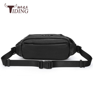 Bolso de Pecho de Cuero Genuino Tiding, Negro, Unisex, Antirrobo, para Ciclismo al Aire Libre, con Forro de Poliéster - Product Image 3