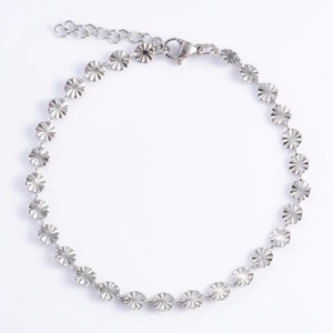Bracelet en acier inoxydable à maillons ronds gaufrés motif soleil pour femmes, filles, cheville, chevillère, accessoires de bijoux pour main et pied - Product Image 2
