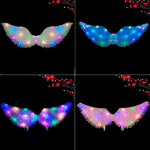 Festival Angel <strong>Neon</strong> Feathered Round Glowing Wings Back Decor for Little Girls Halloween Fairy Wings - Product Image 6
