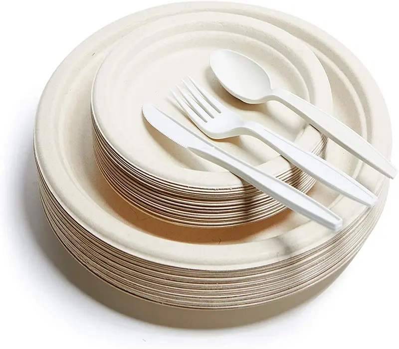 Schlussverkauf umweltfreundlich biologisch abbaubar 4 Stück minimalistisches rundes pigmentiertes Geschirr-Set Weizenstrohteller & Teller