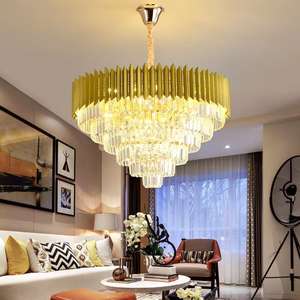 Living Room Decor Restaurant Round Led Gold Luxury K9 <b>Crystal</b> Modern Pendant Light <b>Chandeliers</b> - Product Image 1