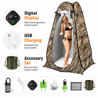 Tente de douche améliorée avec kit de douche électrique, affichage numérique de la température, cabine de change privée, protection UV, étanche, pour camping en extérieur
