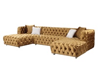 Tufted Chesterfield Modular Sofa Chesterfield U-förmige Schnitt Wohnzimmer Sofas