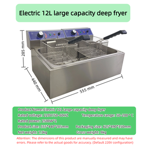 Friteuse électrique commerciale 12L en acier inoxydable pour restaurant, <span class=keywords><strong>poulet</strong></span> frit, frites, usage professionnel <span class=keywords><strong>de</strong></span> restauration - Product Image 6