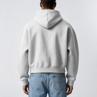 Sweat à capuche zippé OEM pour homme, 500 g/m², en coton molletonné épais, coupe oversize, gris, pour l'hiver