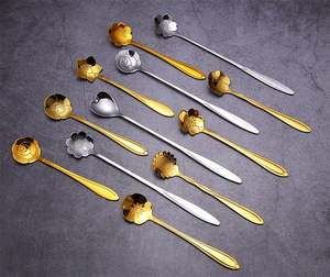 Venta caliente Premium Vintage Gold Flower Spoon-Pequeño acero inoxidable para <span class=keywords><strong>café</strong></span> y hogar (duradero) - Product Image 6