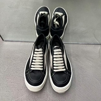 En stock – Chaussures décontractées de luxe Owens en cuir à semelle épaisse, basses, noires, à lacets, pour hommes et femmes, de haute qualité