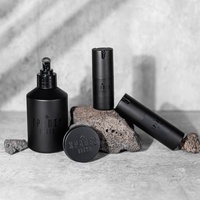 Flacon pompe sans air noir mat avec impression UV, 15 ml, 30 ml, 50 ml, emballage de luxe pour soins de la peau pour hommes, flacons pompe pour crème et sérum pour le visage 1 oz