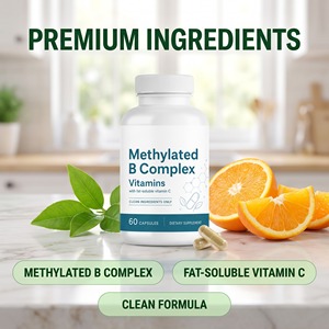 Cápsulas de Complejo <span class=keywords><strong>B</strong></span> Metilado OEM, <span class=keywords><strong>Vitamina</strong></span> <span class=keywords><strong>B</strong></span> Activa con Metilfolato y Metilcobalamina, Suplemento para el Sistema Nervioso - Product Image 2