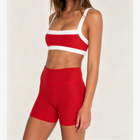 Ensemble de yoga pour femme Sunny Tanned Skin, soutien-gorge de sport color-block, short très extensible, 2 pièces, écologique, séchage rapide, pour l'extérieur