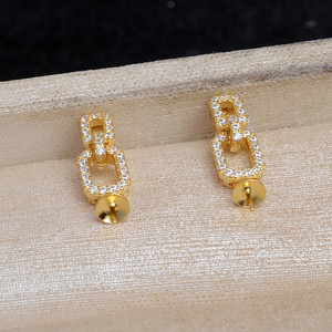Accessoires DIY en argent S925 avec zircon, boucles d'oreilles en argent de 10-12 mm avec boucle d'oreille creuse pour la fabrication de bijoux en perles - JG5982 - Product Image 2