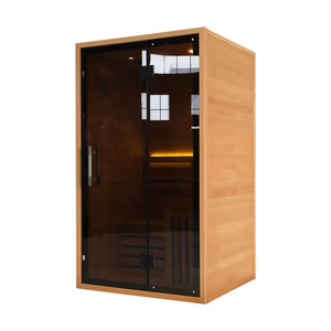 Sauna intérieur à vapeur en bois teinté pour 2 personnes en pruche/séquoia canadien de luxe - Product Image 3