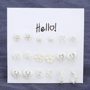 JXX prezzo all'ingrosso cuore carino design piccola moda fiore di perle orecchini bianchi 'jewlery'