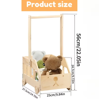 Étagère de rangement en bois pour peluches d'enfants avec chariot coulissant, organiseur multifonctionnel pour jouets en peluche