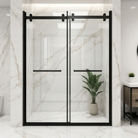Portes de douche coulissantes personnalisées, modernes, durables, écologiques, avec cadre en acier inoxydable poli et verre de 8 mm d'épaisseur