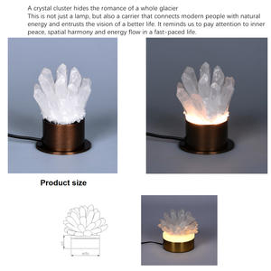 Lámpara de Mesa Decorativa de Cristal de Cuarzo Transparente de Calidad Natural al por Mayor, con Base de Cerámica Octogonal y Fuente de Luz LED - Product Image 4