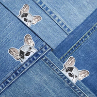 Patchs thermocollants en sequins motif Bouledogue Français mignon pour la décoration de chapeaux en tissu toile