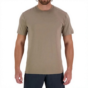 T-shirt personnalisé à manches courtes avec empiècements tissés pour homme, col boutonné tricoté, léger, anti-boulochage, col rond, vente en gros - Product Image 1