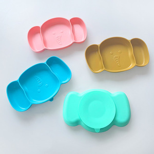 Assiette d'alimentation pour bébé en silicone, forme d'éléphant, sans BPA, 0-12 mois, plateau repas pour nourrissons avec base à ventouse - Product Image 1