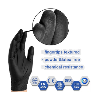 Gants en nitrile noir, épaisseur 6 mil, sans poudre, texture sur les doigts, pour examen médical, hôpitaux, soins infirmiers - Product Image 1