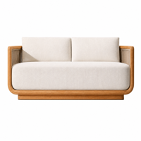 Ensemble de canapés d'extérieur en teck de style nordique de luxe, canapé et fauteuils pour conversation en plein air, mobilier de terrasse pour jardin et patio