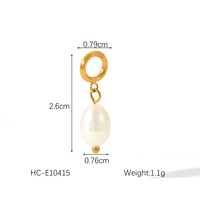 Élégant pendentif rond en perle baroque d'eau douce naturelle en acier inoxydable 316L plaqué or 18 carats pour bijoux