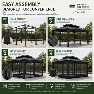 Gazebo para Exteriores Resistente al Viento y a la Intemperie, 12*16 pies, para <span class=keywords><strong>Terraza</strong></span> de Hotel, Patio Trasero, Área de Recreo - Product Image 6
