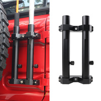 Pour les modèles Jeep Wrangler JL 2018-2025, support de mât de drapeau à double tube en alliage d'aluminium, support d'antenne 2 en 1 et support de charnière de hayon