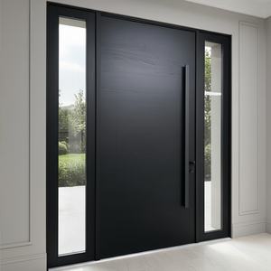 Porte d'entrée pivotante en bois massif résistante aux intempéries avec caméra et vitrine latérale en aluminium pour appartement professionnel - Product Image 1