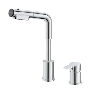 Robinet de lavabo de luxe en acier inoxydable nickel brossé à bec extractible, robinet de lavabo classique - Product Image 3