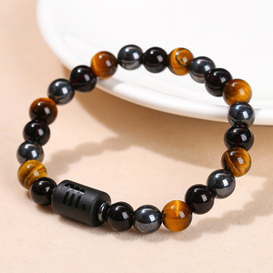 Pulsera Elástica de Piedras JD GEMS de Doble Cara con Doce Constelaciones del Zodiaco, Ojo de Tigre Amarillo Natural 3A, Obsidiana Negra y Hematita - Product Image 4