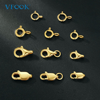 Accessoires de fabrication de bijoux fins de qualité supérieure VFOOK Findings, fermoir à ressort en laiton plaqué or 14 carats pour collier femme