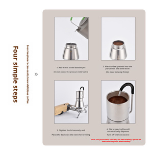 Caffettiera Moka Portatile da Campeggio <span class=keywords><strong>BRS</strong></span> TC05 in Acciaio Inox, Distillatore di Caffè per Escursioni, Viaggi e Picnic - Product Image 4
