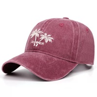 Casquette de baseball brodée en tissu éponge lavé, motif cocotier, style sportif décontracté, imprimé léopard, argyle, dobby, respirante et imperméable, 100% coton
