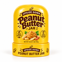 Pot à beurre de cacahuète en PP de qualité alimentaire, 250g, 500g, 500ml, 16oz, à large ouverture, avec couvercle inversé et emballage scellé, pour pâte d'arachide