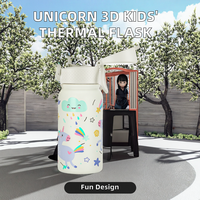 Termo de vacío de acero inoxidable con estampado 3D de unicornio, frasco de aro de transporte para exteriores de estilo americano, taza Popular para niños
