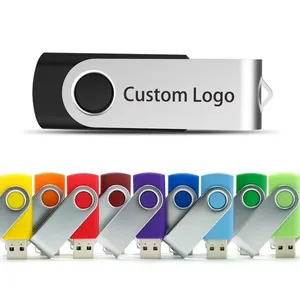 Venta al por mayor promocional giratorio USB Stick USB2.0 2GB USB Flash Drive con logotipo personalizado